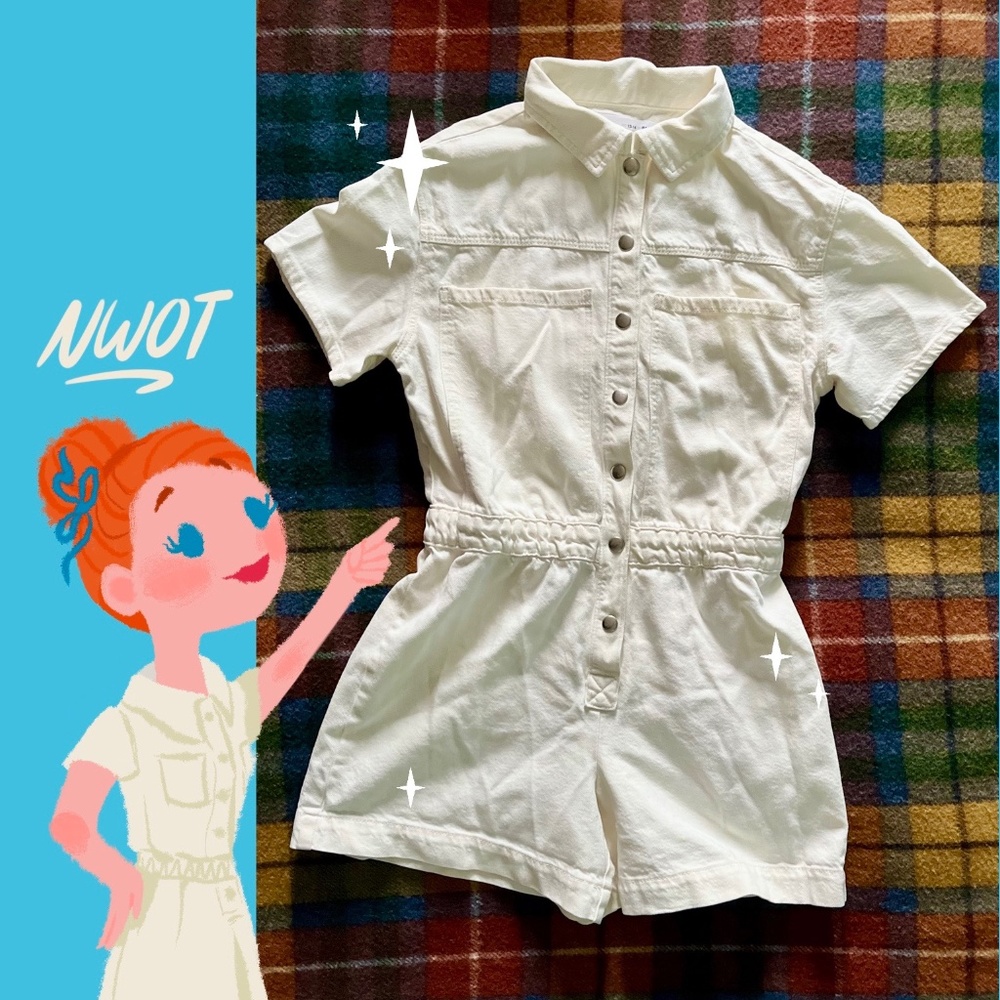 NWOT Zara Denim White Playsuit (Denim) - Size 13/14 girls/XS womens